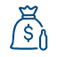 Line art icon of a money bag with a charger tank, symbolizing wholesale value.
