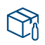 Line art icon of a shipping box with a charger tank, representing bulk wholesale.