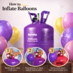 Instructions on how to inflate balloons using a portable helium tank for event planners.