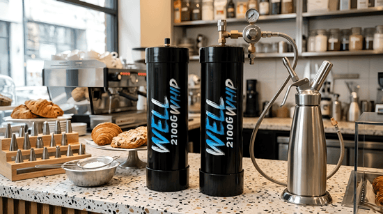 2100g压缩 WellWhipped 3.3L (2140g) N2O Tanks forHigh-traffic franchises, large-scale bakeries, and professional culinary kitchens.