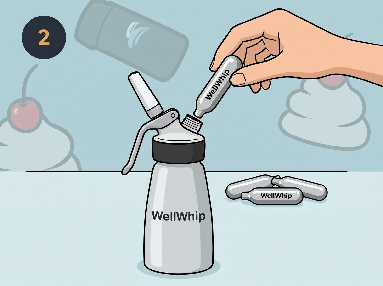 how to use whipped cream charger step 2